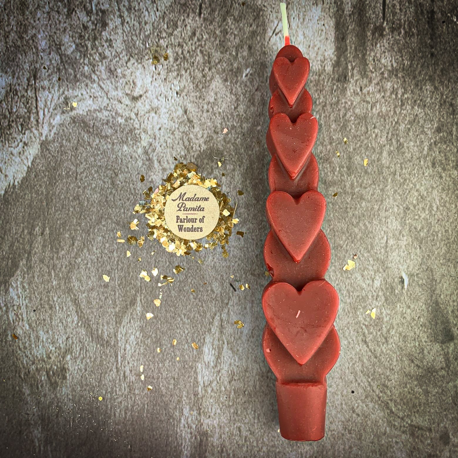 Beeswax Love Spell Heart Taper Candle - Romance & Attraction Magic | Beeswax Candle | Wiccan Center