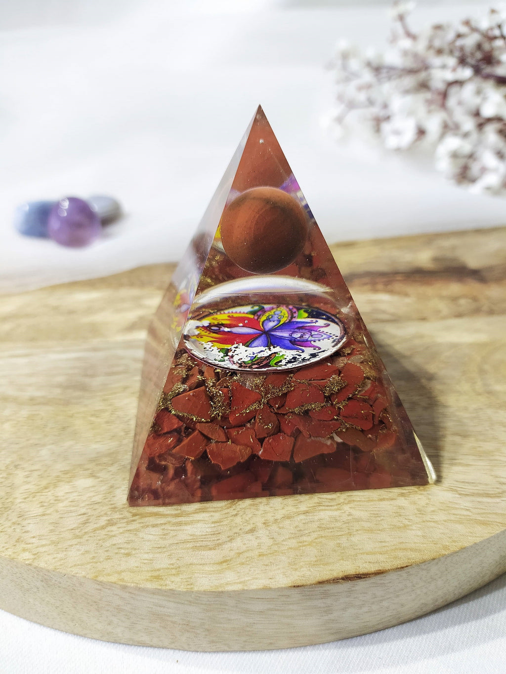 Red Jasper Orgone Pyramid, Crystal Energy Pyramid