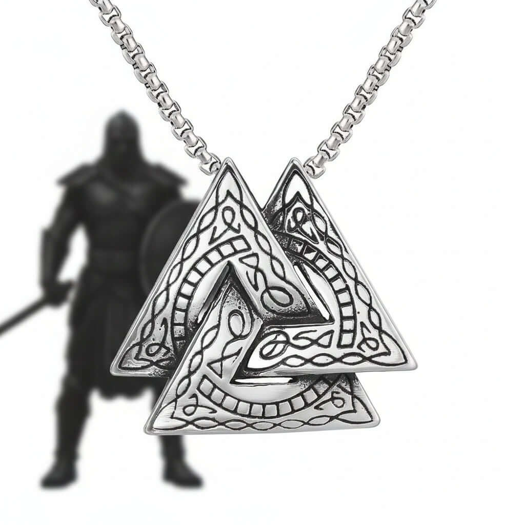 Retro Viking Triangle Necklace – Stainless Steel Pendant Chain for Men & Women