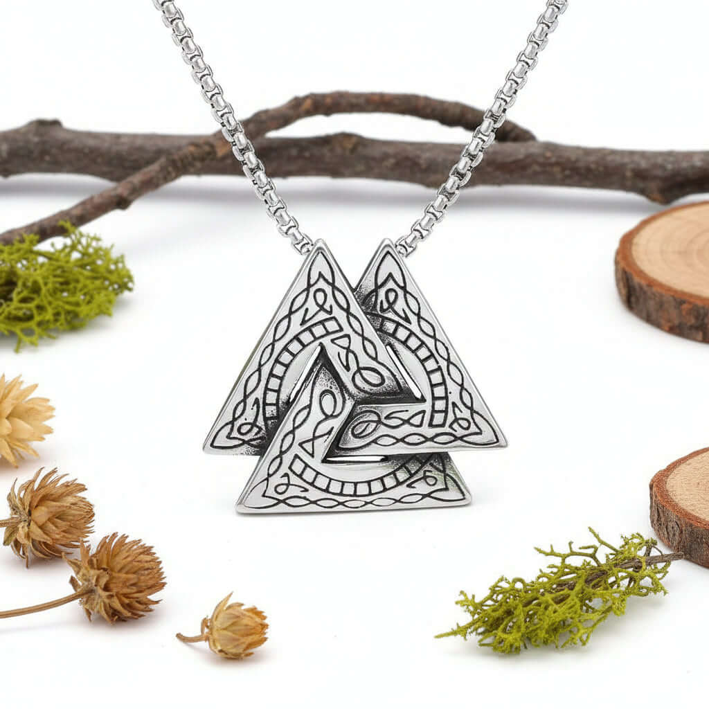 Retro Viking Triangle Necklace – Stainless Steel Pendant Chain for Men & Women