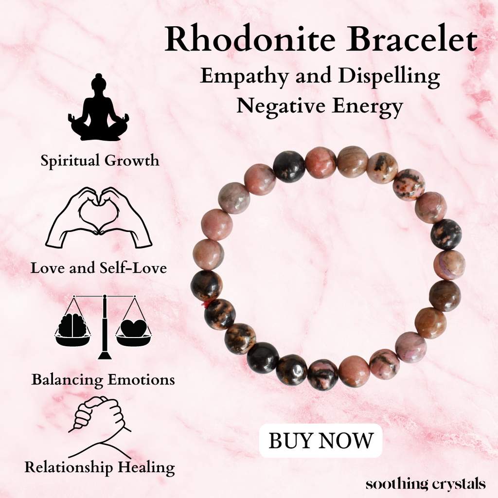 Rhodonite Bracelet (Empathy and Dispelling Negative Energy).
