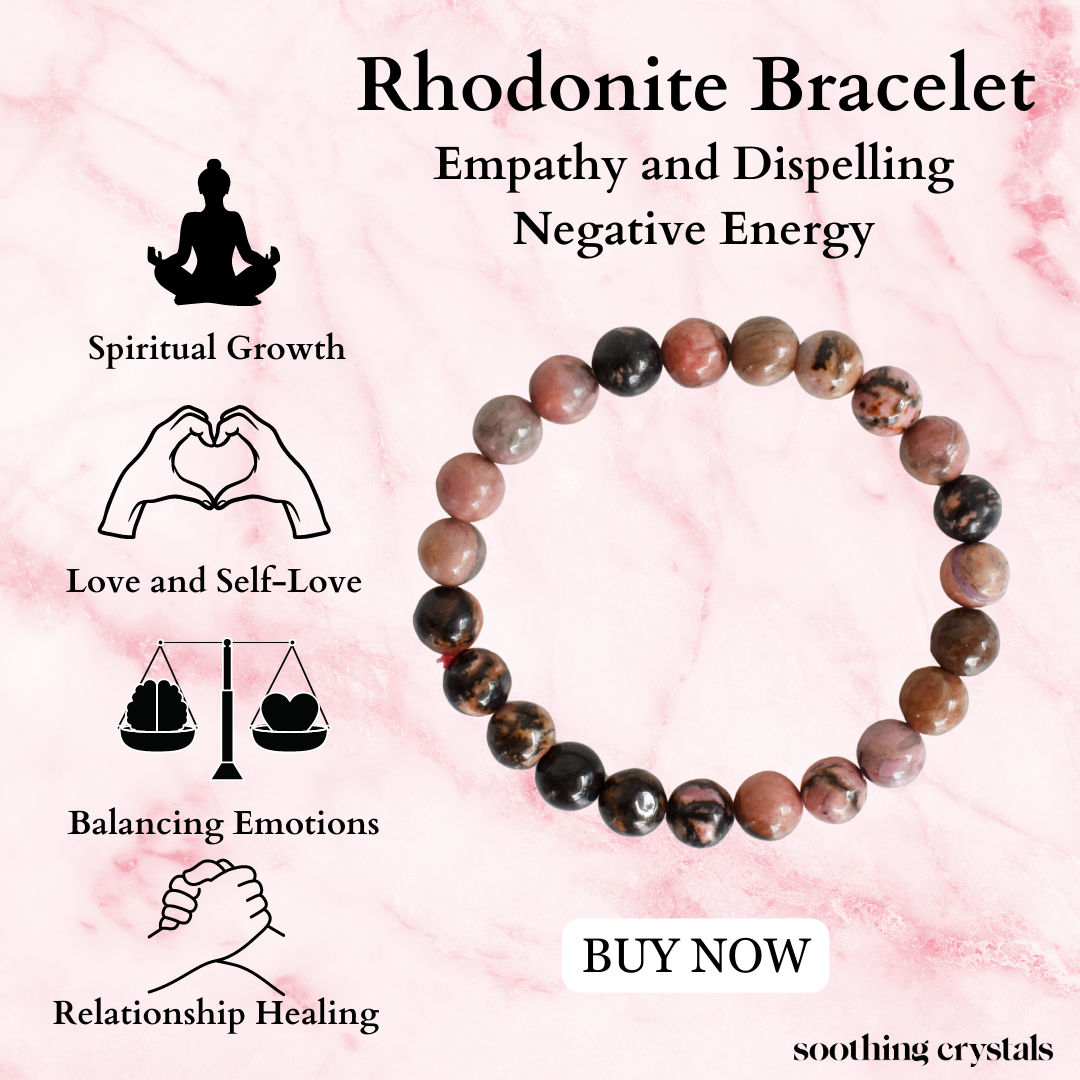 Rhodonite Bracelet (Empathy and Dispelling Negative Energy).