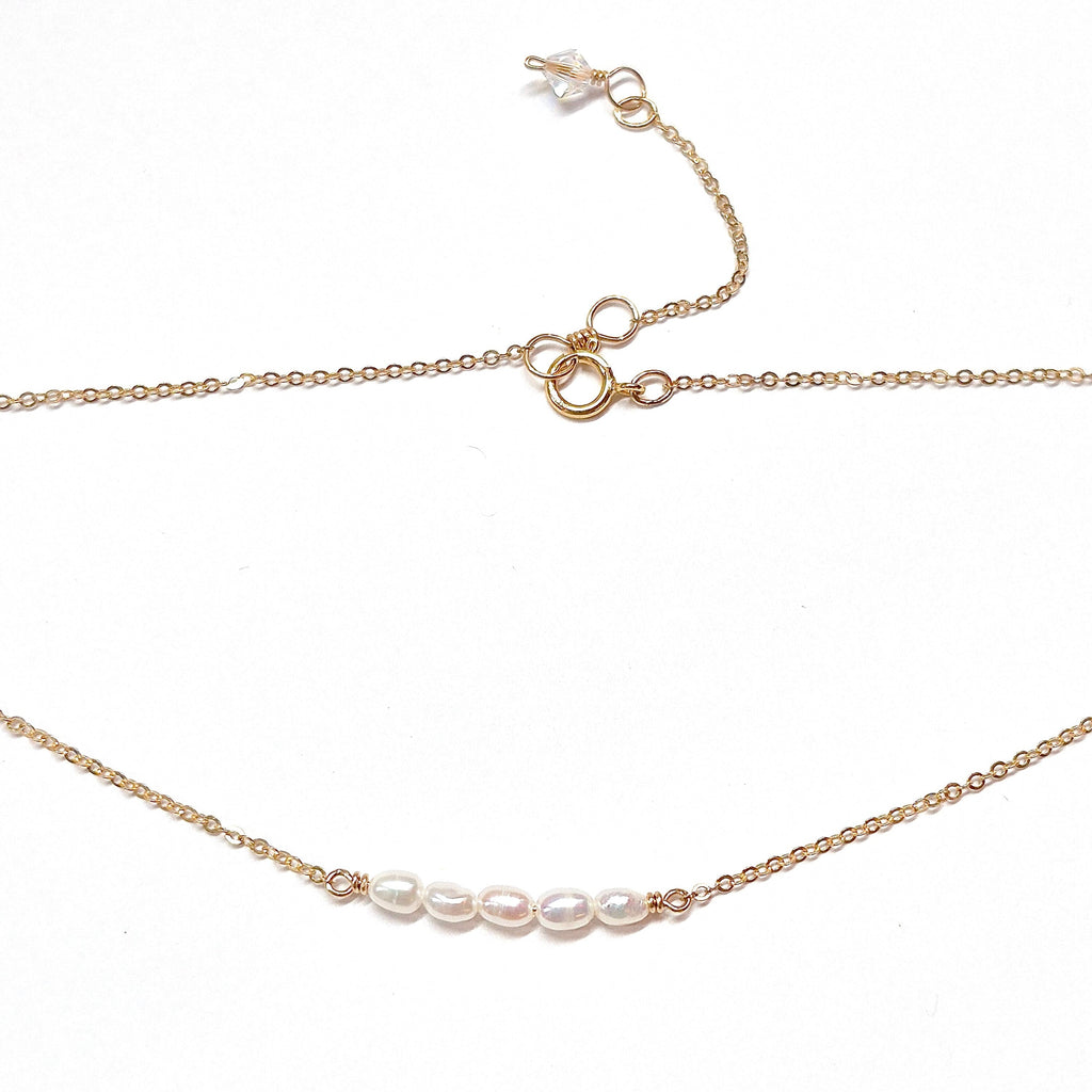 Rice Pearls Necklace with Swarovski Clasp