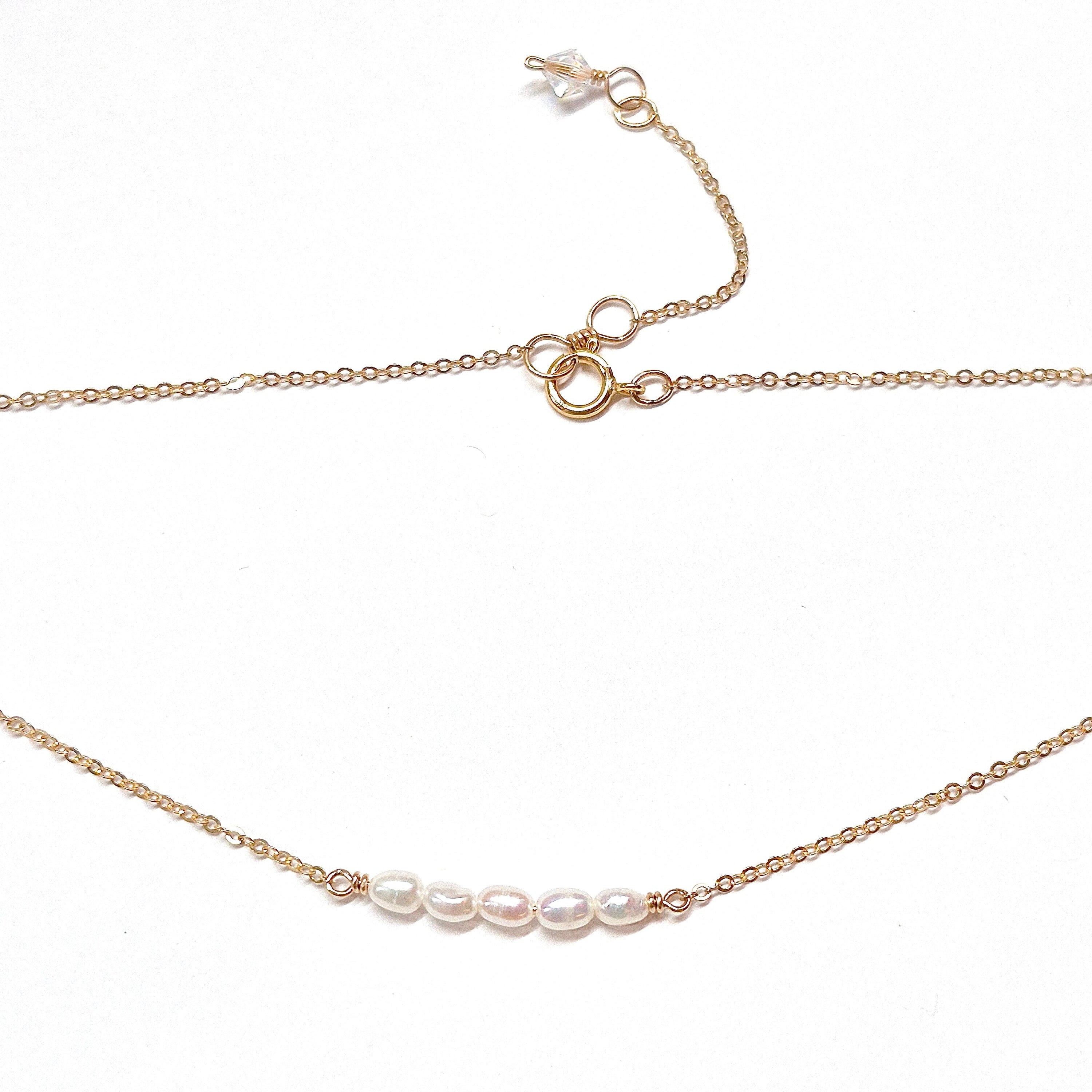 Rice Pearls Necklace with Swarovski Clasp