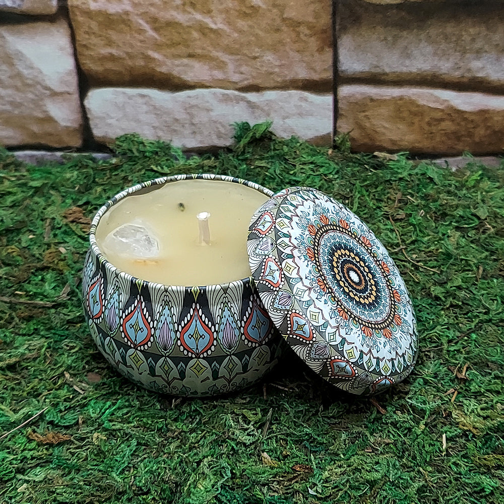 Ritual Tin Candle w/Crystals | Candle | Wiccan Center