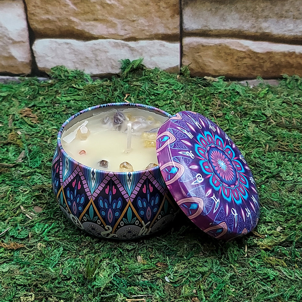 Ritual Tin Candle w/Crystals | Candle | Wiccan Center