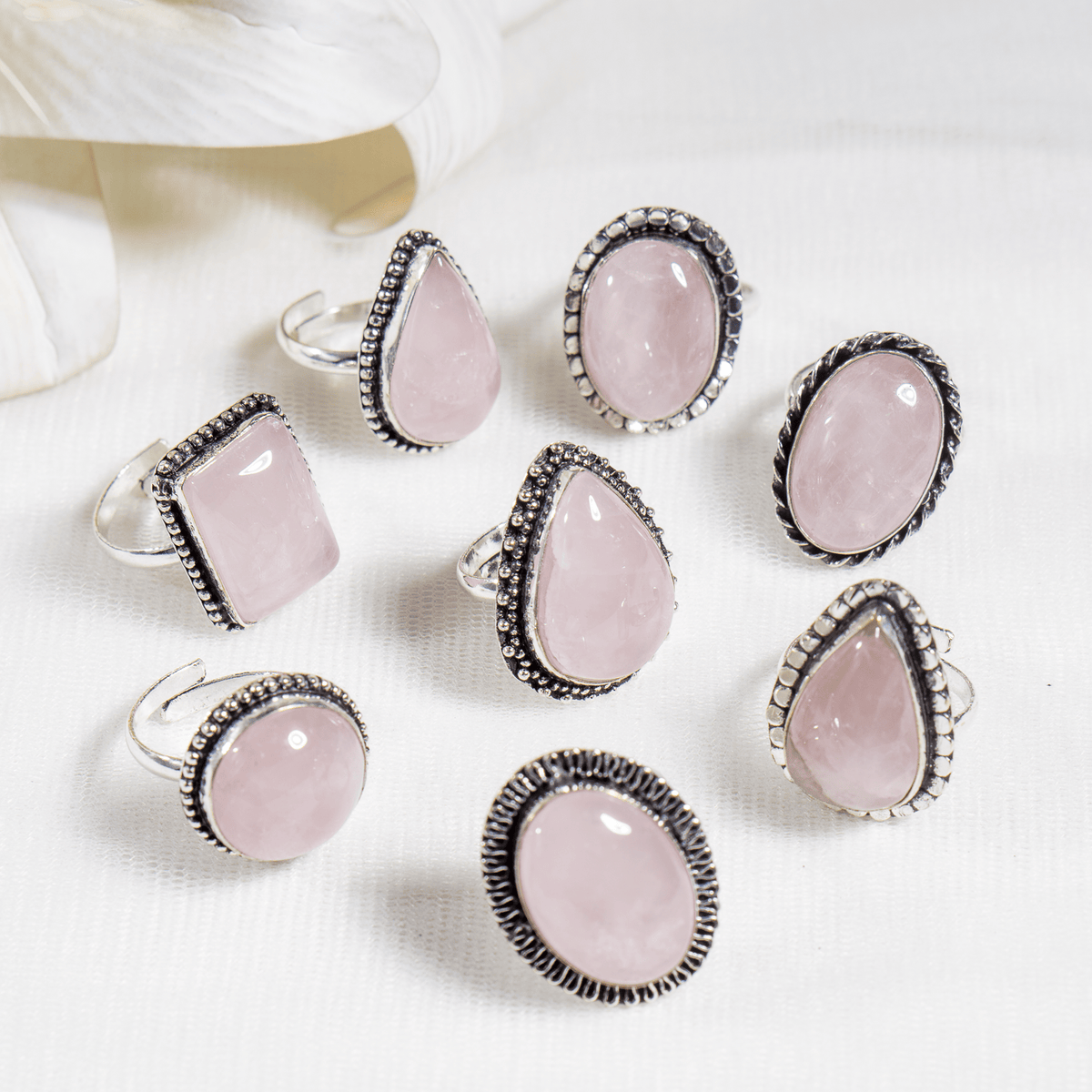 Rose Quartz rings – Gemstone rings Natural Crystal Healing Jewelry Collection