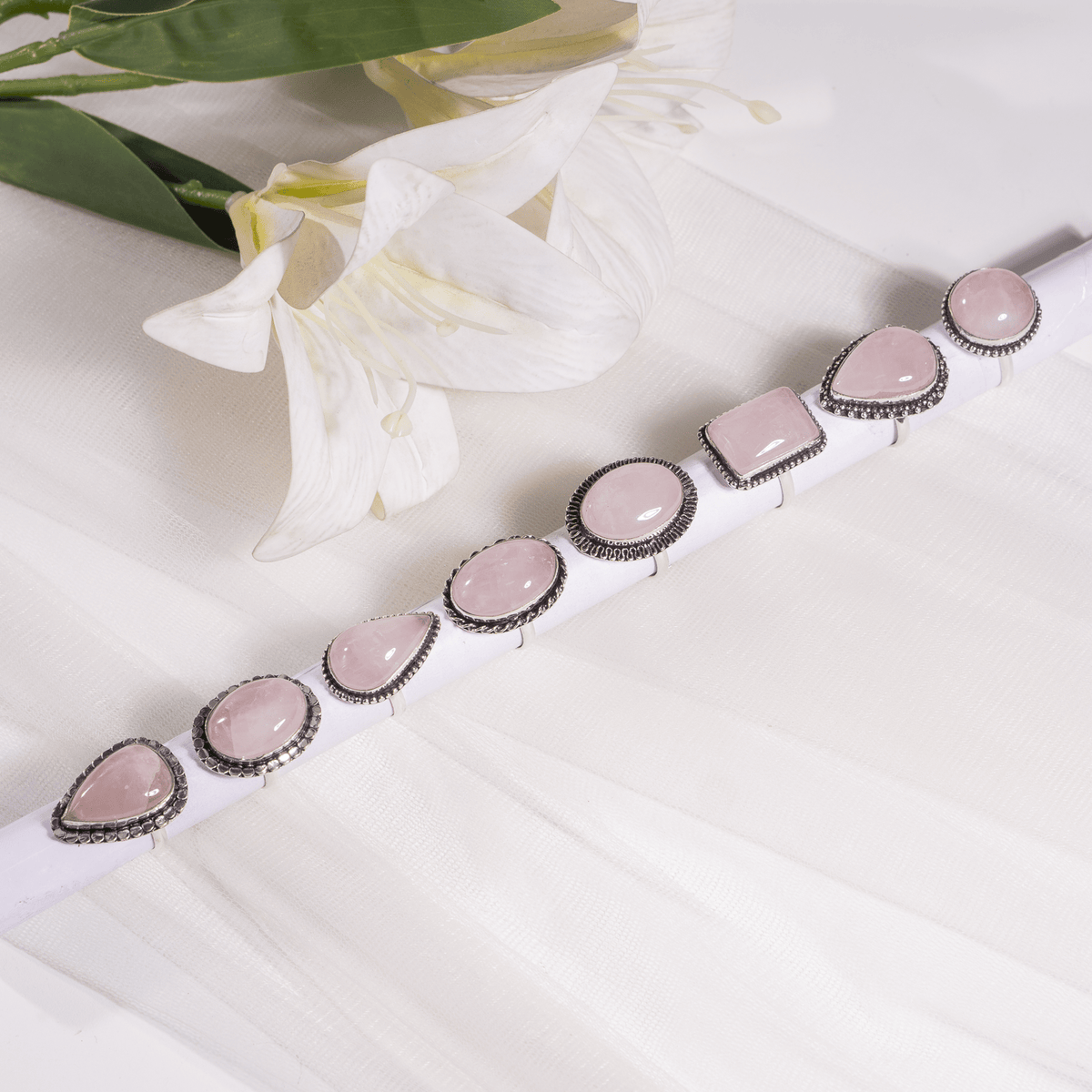 Rose Quartz rings – Gemstone rings Natural Crystal Healing Jewelry Collection