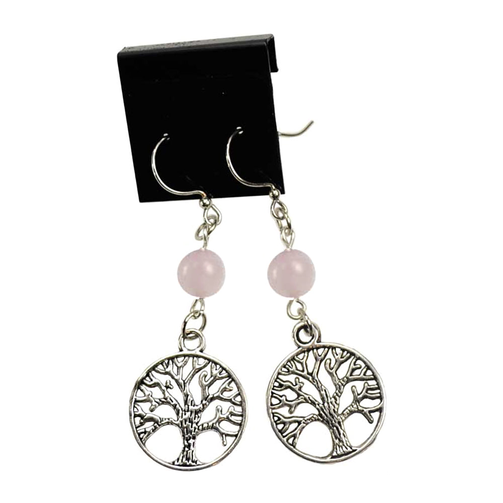 Rose Quartz Tree of Life Earrings | Earring | Wiccan Center