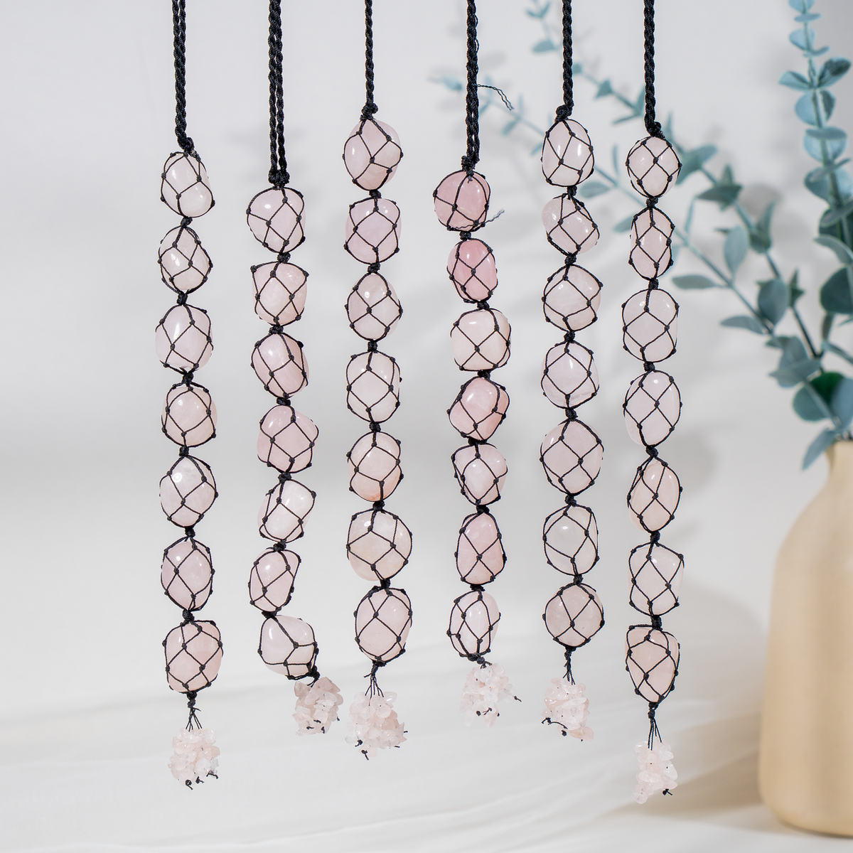 Rose Quartz Crystal Hanger, Car Accessories (Calming And Patience) | | Wiccan Center