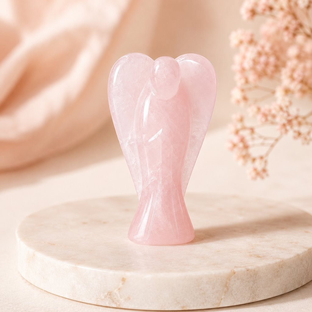 Rose Quartz Crystal Angel Pocket Guardian
