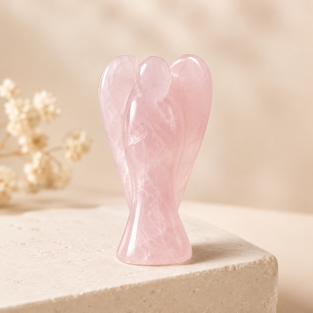 Rose Quartz Crystal Angel Pocket Guardian