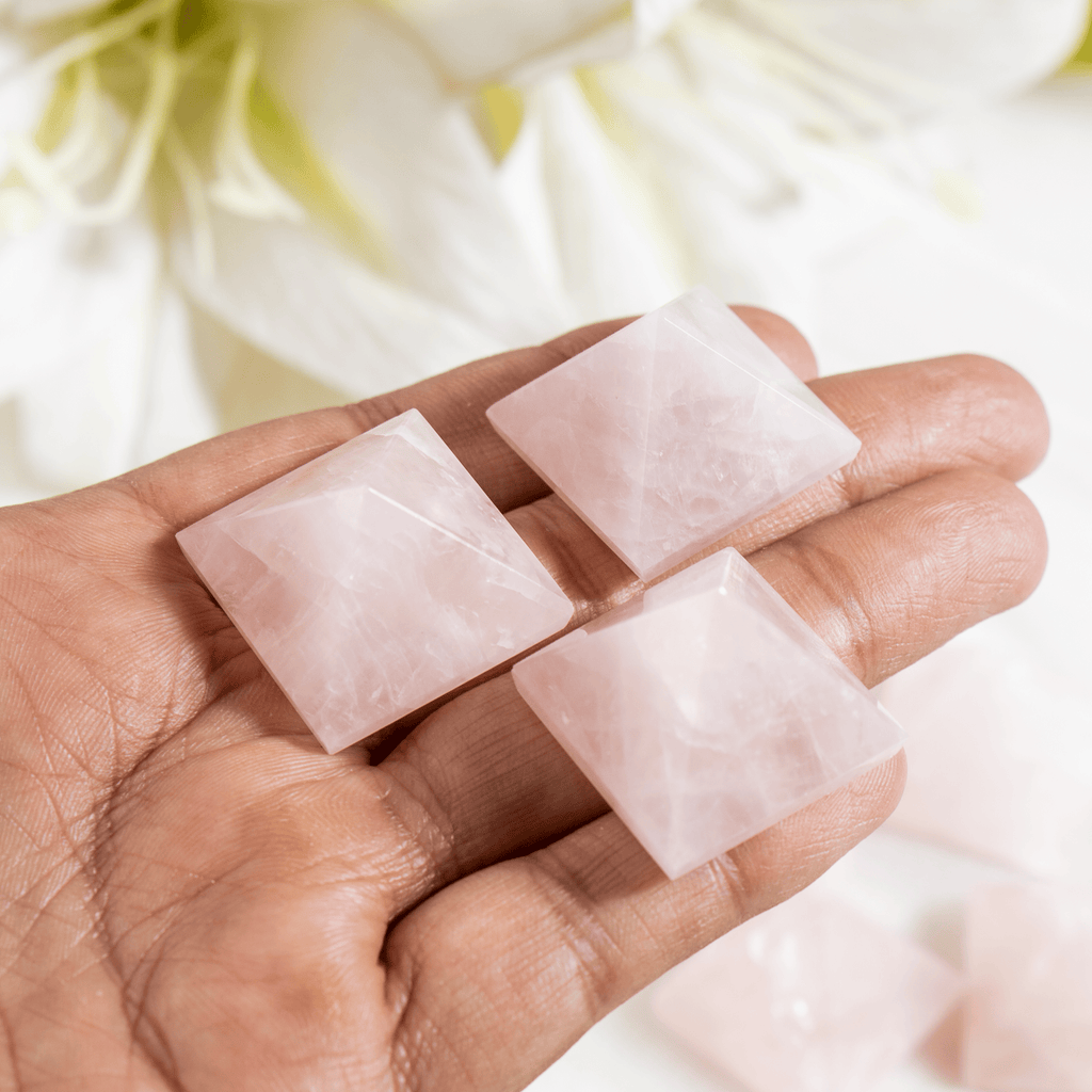 Rose Quartz Pyramids (Balance and Emotional Health) | Pyramids & Spheres | Wiccan Center