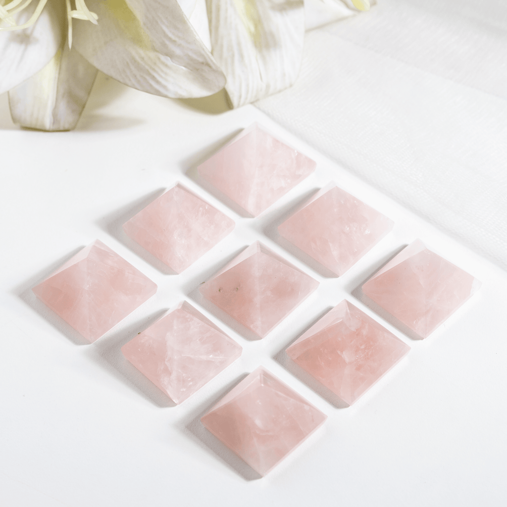 Rose Quartz Pyramids (Balance and Emotional Health) | Pyramids & Spheres | Wiccan Center