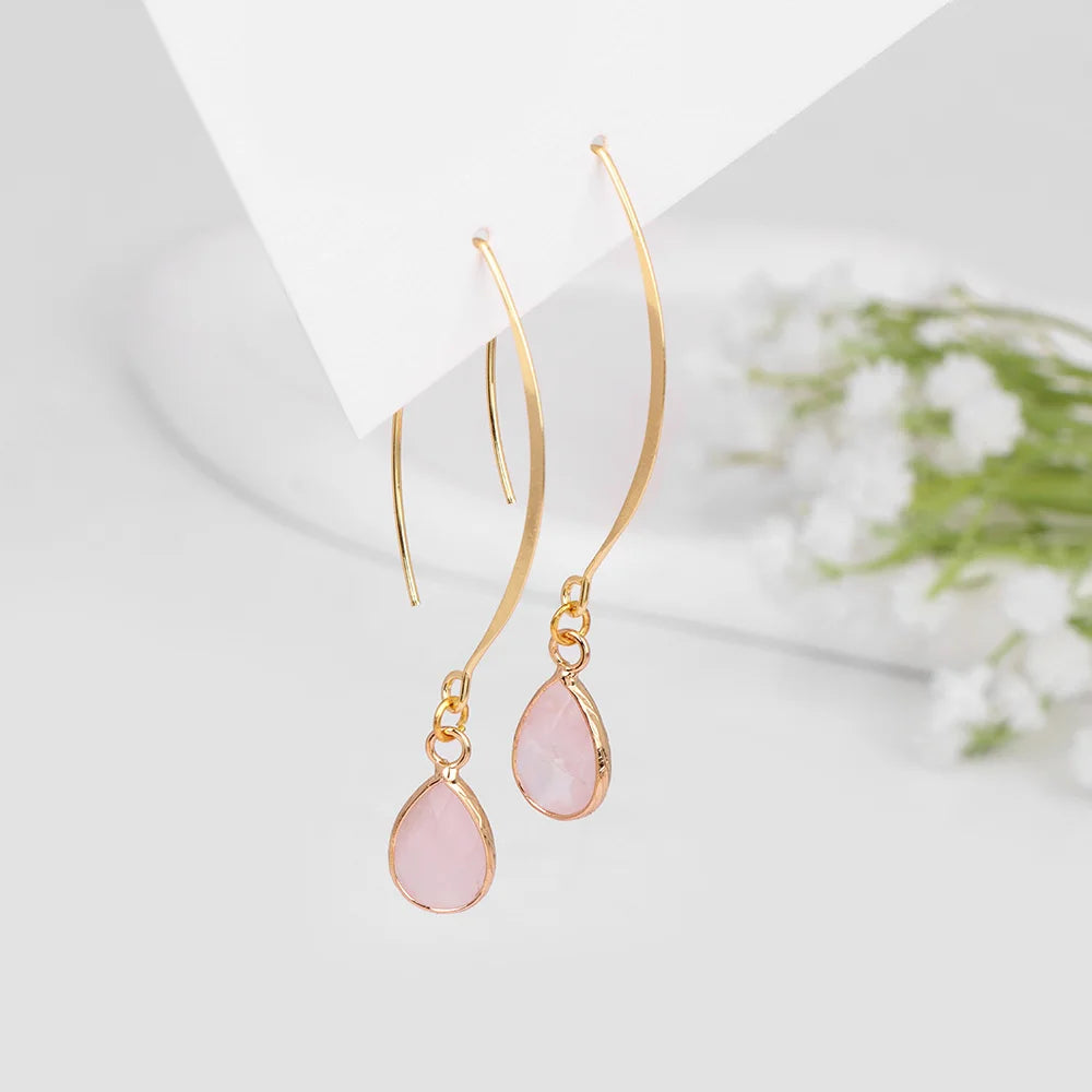 Crystal Faceted Teardrop Gold Earrings | earrings | Wiccan Center