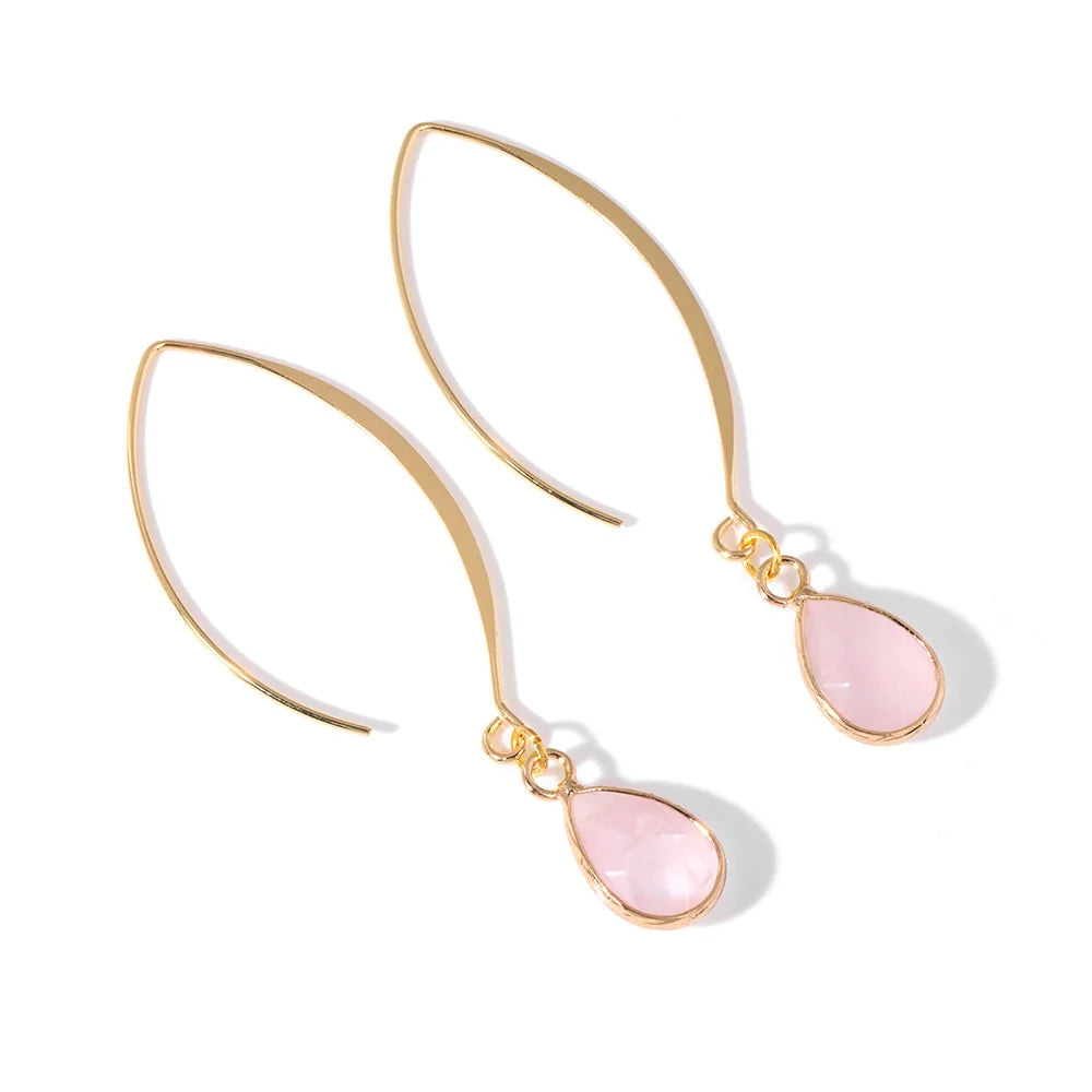 Crystal Faceted Teardrop Gold Earrings | earrings | Wiccan Center