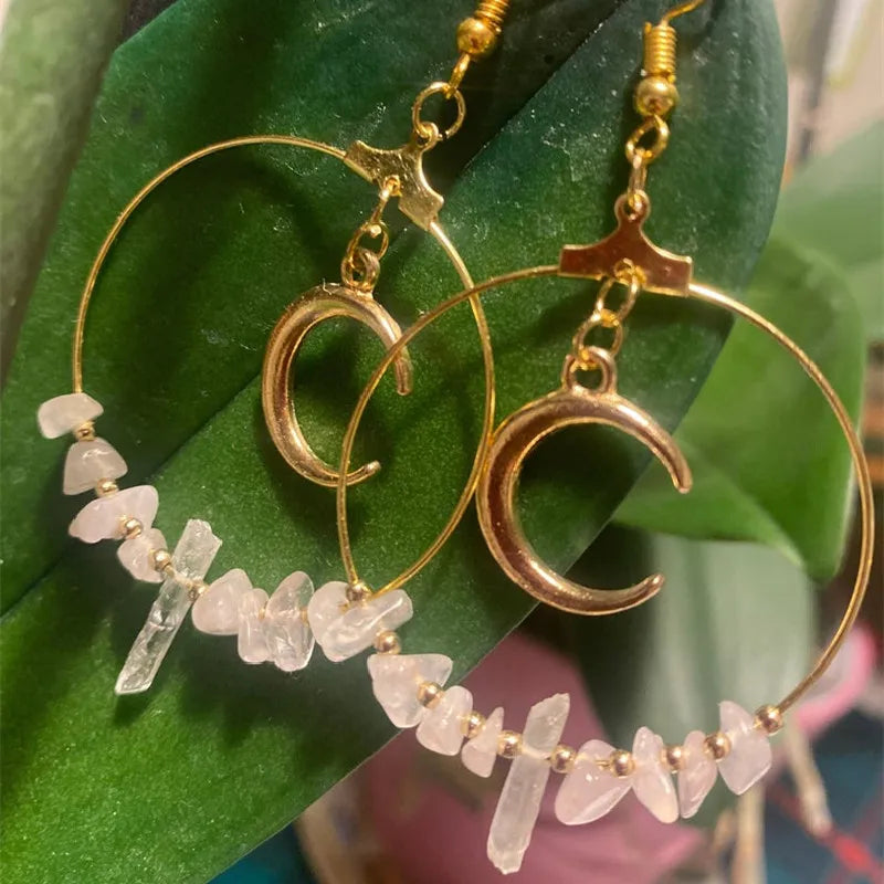 Crystal Crescent Moon Earrings | earrings | Wiccan Center