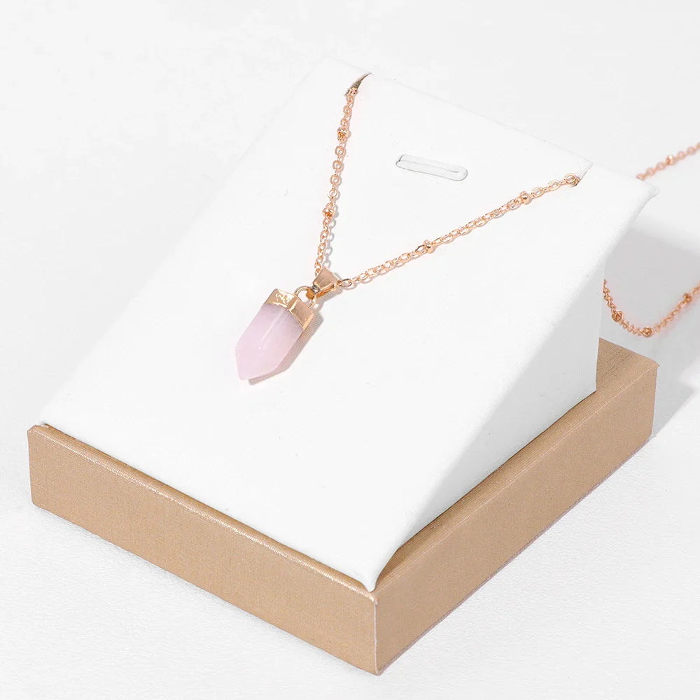 Crystal Point Gold Pendant Necklaces | necklace | Wiccan Center