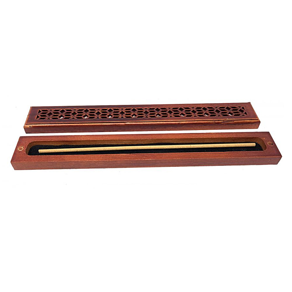 Rosewood Finish Wood Incense Box Burner - Medium | Incense Burner | Wiccan Center