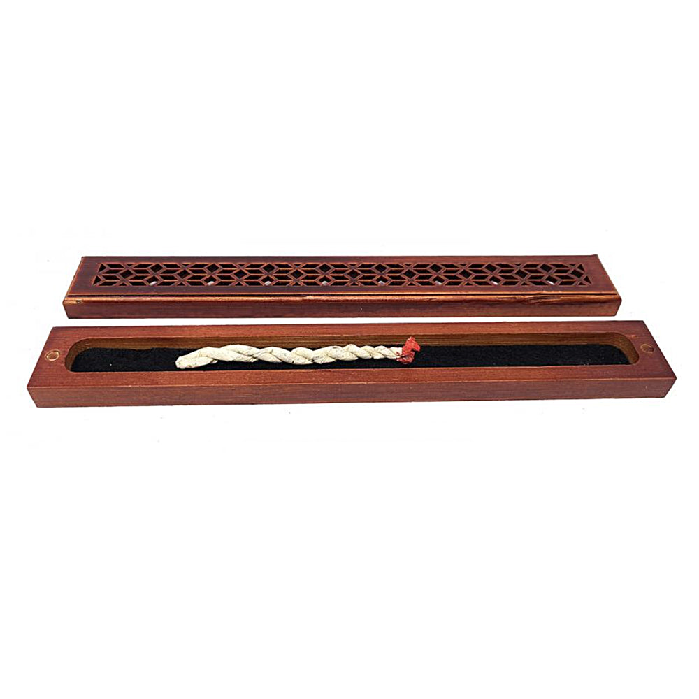 Rosewood Finish Wood Incense Box Burner - Medium | Incense Burner | Wiccan Center