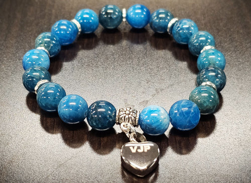 10mm Round Apatite Keepsake Urn Heart Bracelet - Fill at Home | Cremation Jewelry Bracelet | Wiccan Center