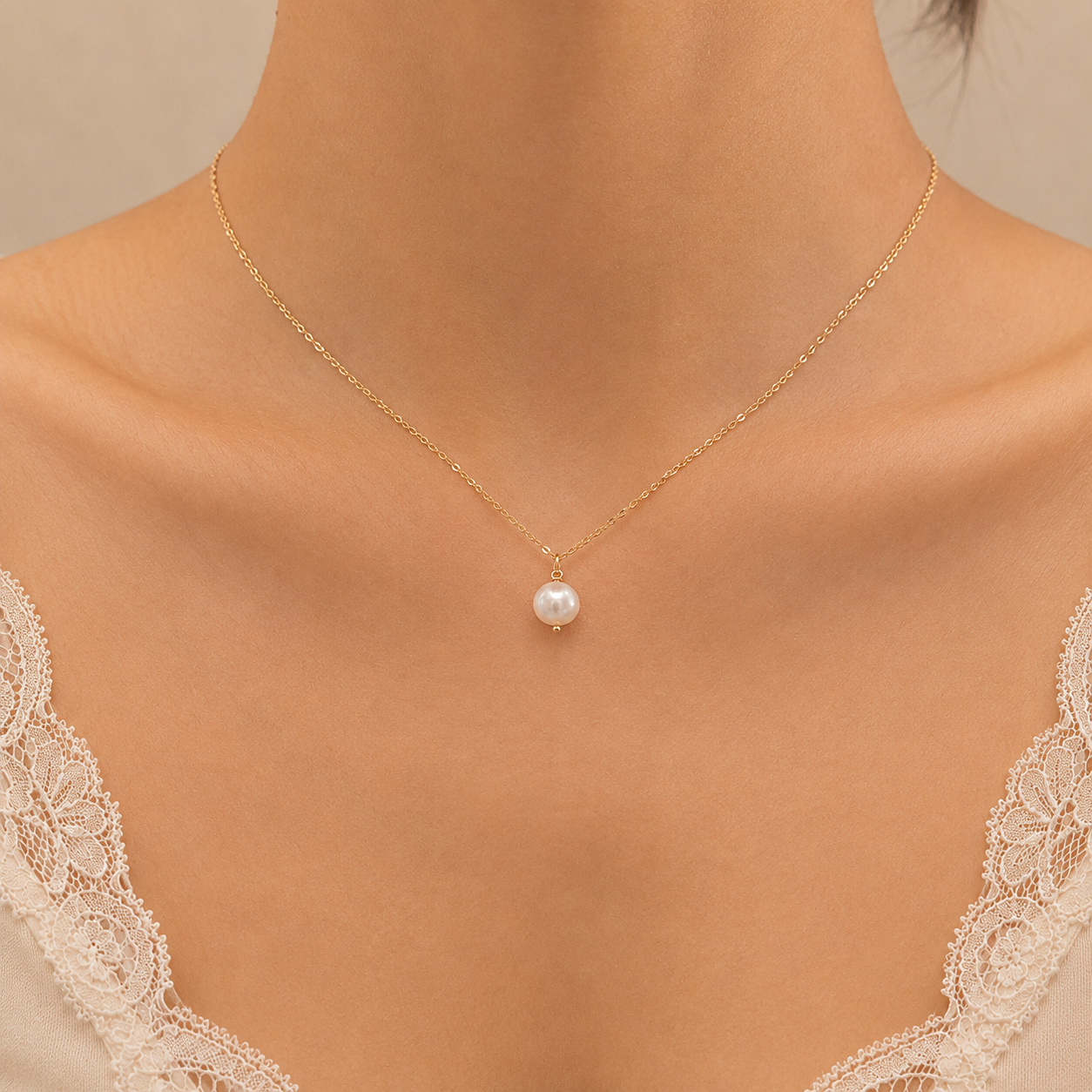Single Pearl Drop Necklace with Swarovski Clasp
