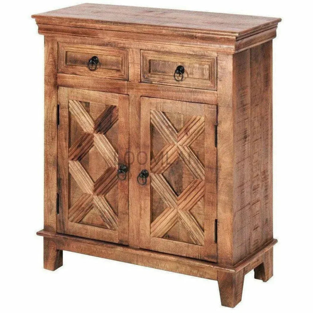 Rustic X Two Drawers Wood Accent Cabinet | Accent Cabinets | Wiccan Center