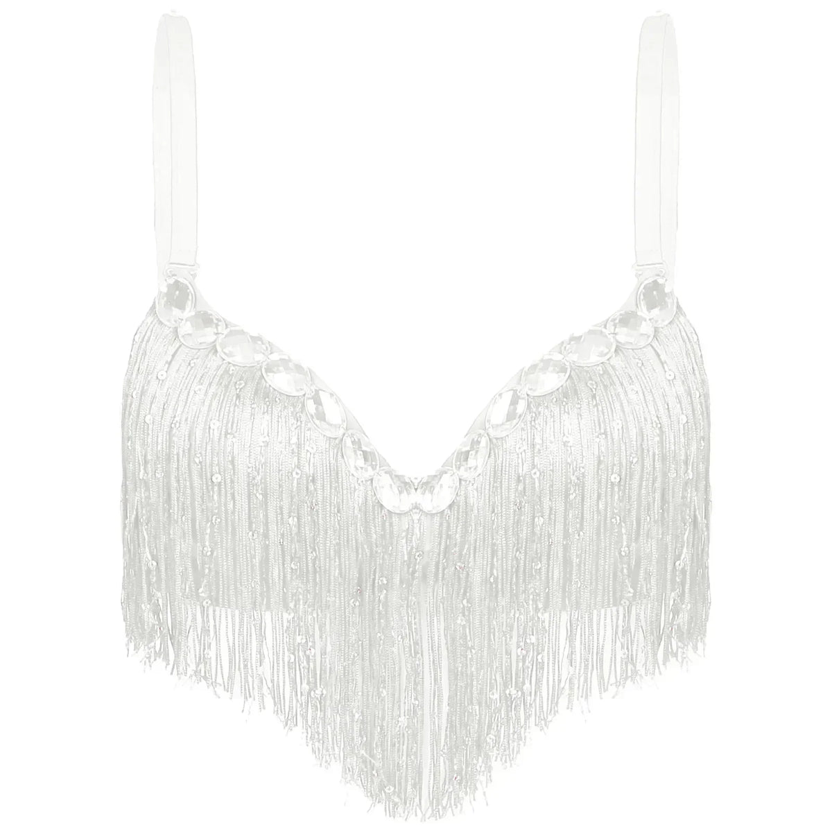 The Stardust Oasis Sirena – Sequined Tassel & Rhinestone Push-Up Belly Dance Bra Top | Costume Tops | Wiccan Center