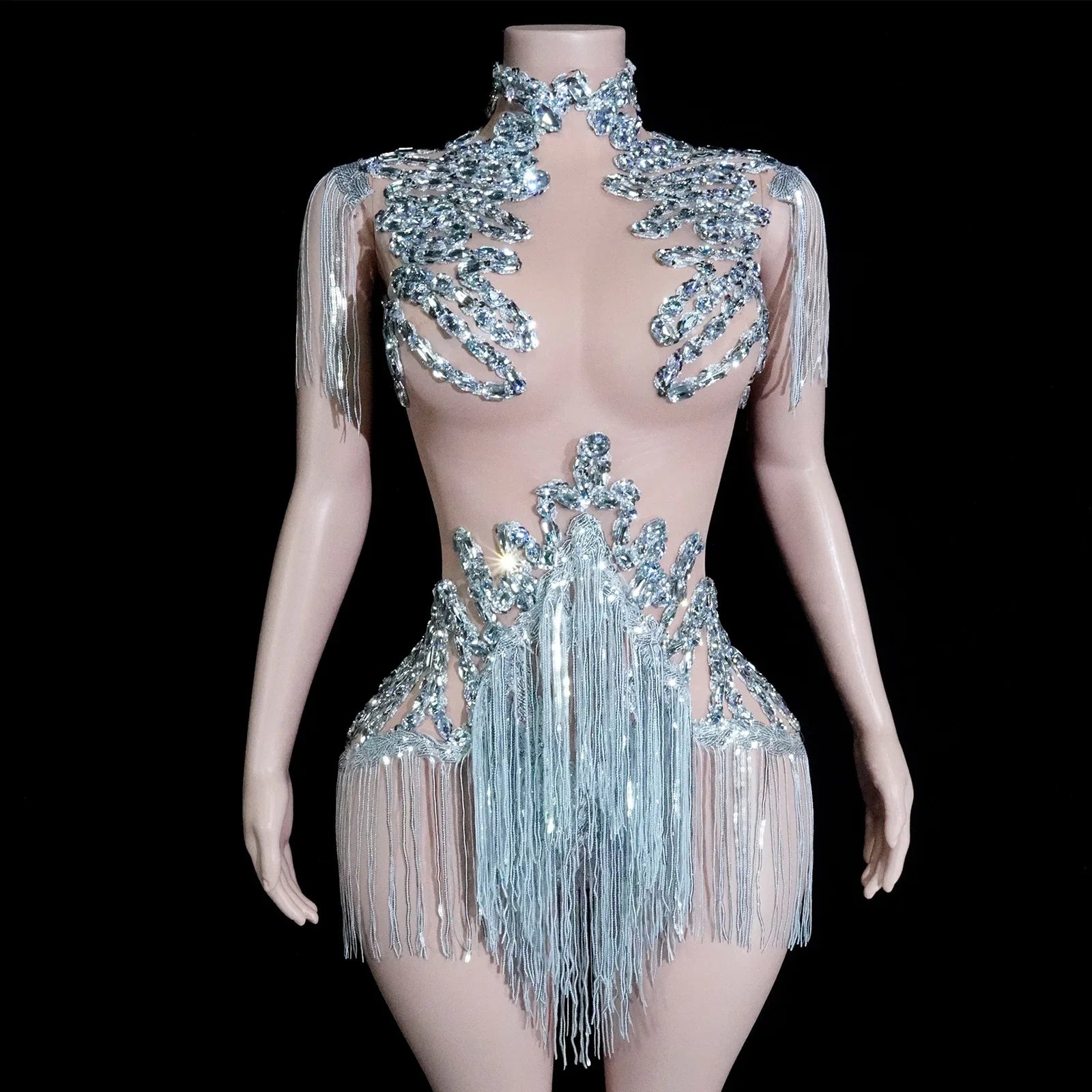 The Stardust Midnight Cabaret Bodysuit – Luxury Rhinestone & Mesh Showgirl Costume | Bodysuit | Wiccan Center
