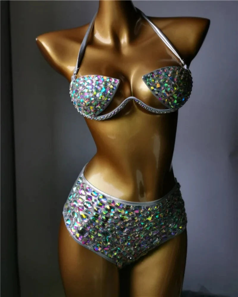 The Venus Horizon Rhinestone Bikini – Premium Crystal Triangle Showgirl Set | Costume Sets | Wiccan Center
