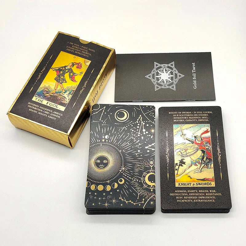 New Version Plastic Tarot Rider Waite Waterproof Gold Foil Tarot Deck With Nice PVC Package Prediction Cards Game | | Wiccan Center