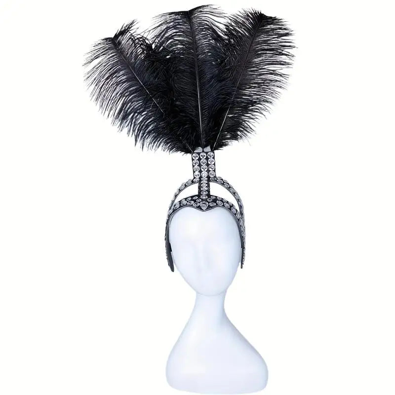 Ostrich Feathered Rhinestone Headpiece | Headdress | Wiccan Center