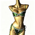 Emerald Green Rhinestone String Bikini Set Crystal Costume Set Beach Pool Party | Costume Sets | Wiccan Center