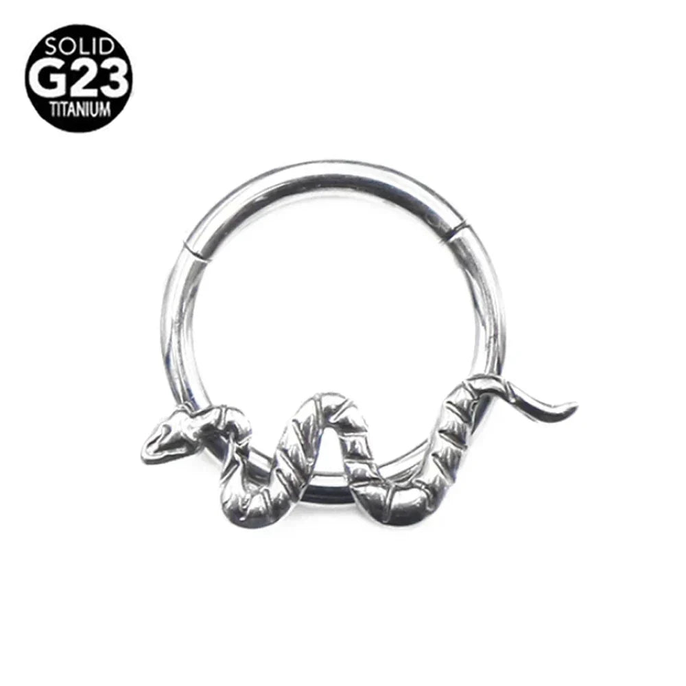 G23 Titanium Bee Septum Nose Ring Piercing Body Jewelry 16G Moon Segment Snake Clicker Helix Ear Cartilage Heart Daith Hoop | | Wiccan Center