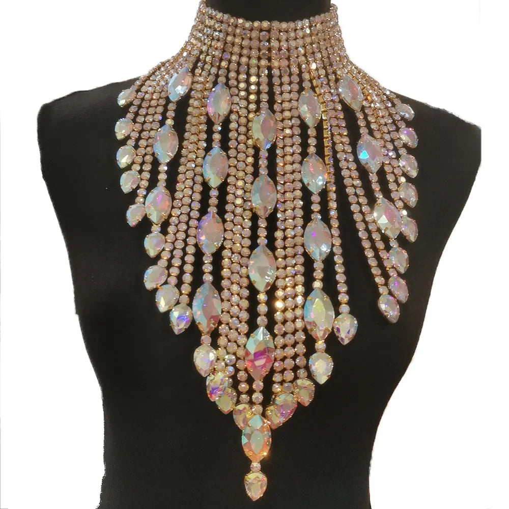 Rhinestone Crystal Long Fringe Tassel Crystal Drop | Necklaces | Wiccan Center