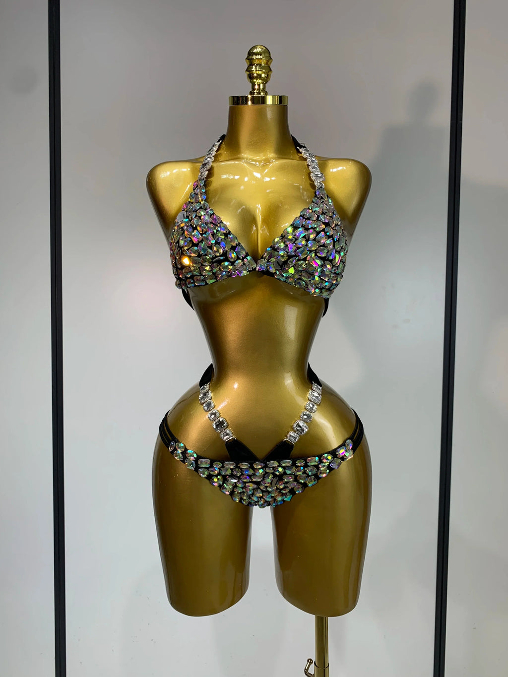 Crystal Diamond Bikini Two-Piece Set Sparkle Stage Performance Outfit | Costume Sets | Wiccan Center