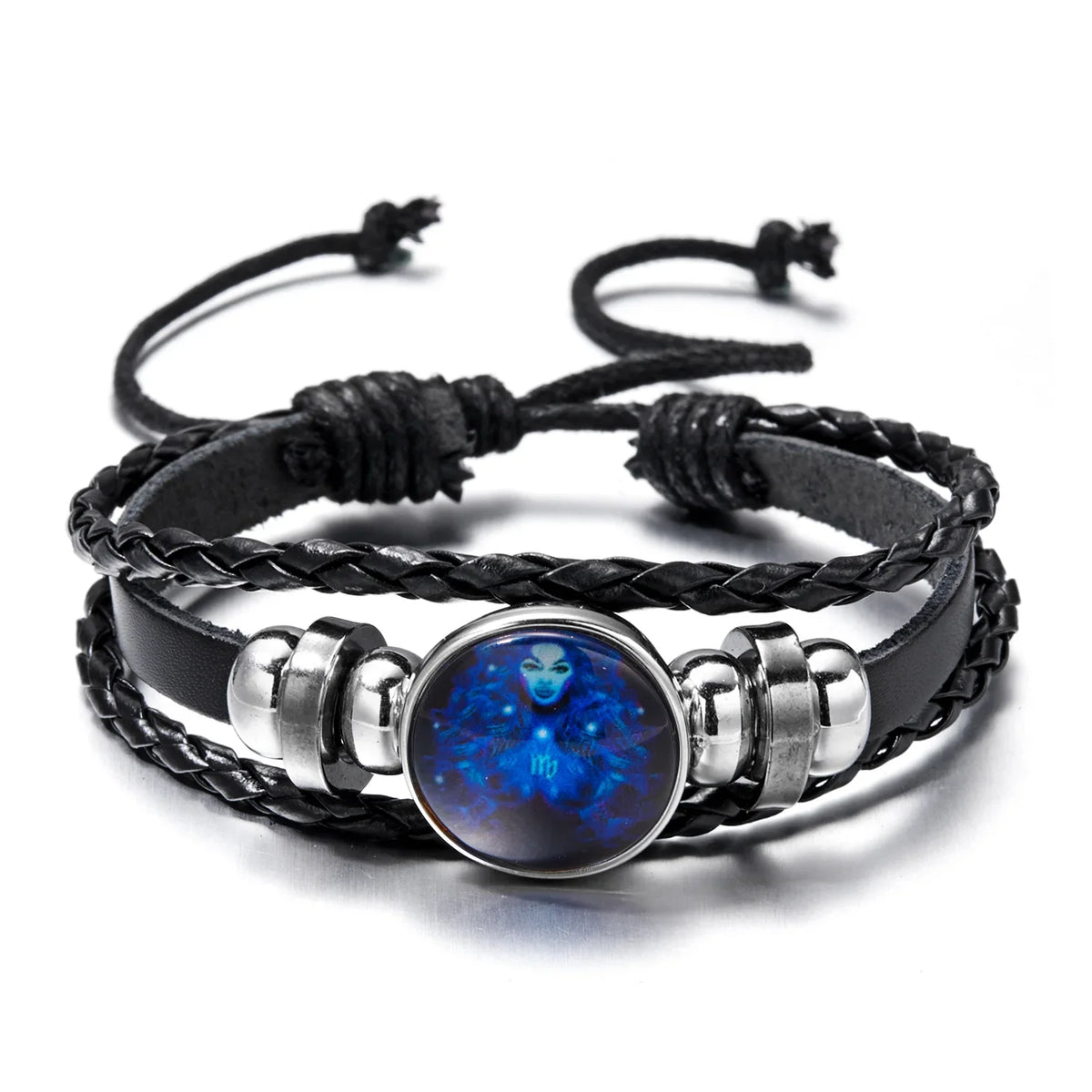 Luminous 12 Zodiac Constellation Sign Braided Couples Leather Bracelet For men Black Rope Charm Party Grow in the dark Jewelry