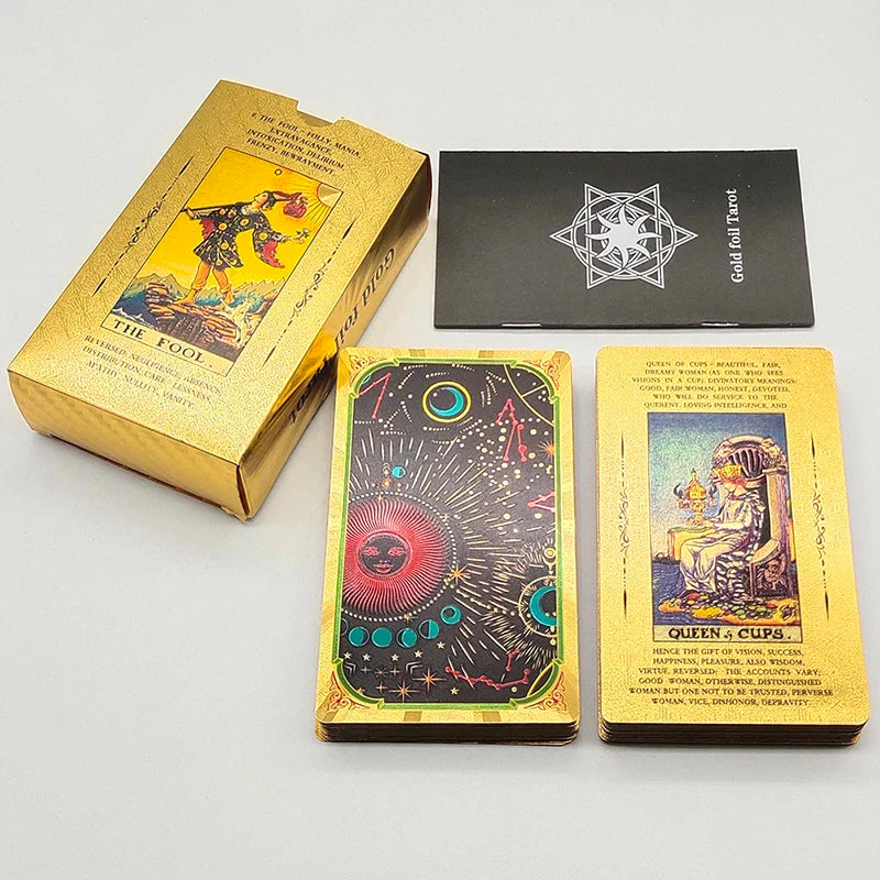 Cost Worthy Luxe Gold Foil Tarot Deck With Nice Plastic Package Board Game of Oracle Cards For Beginners | | Wiccan Center