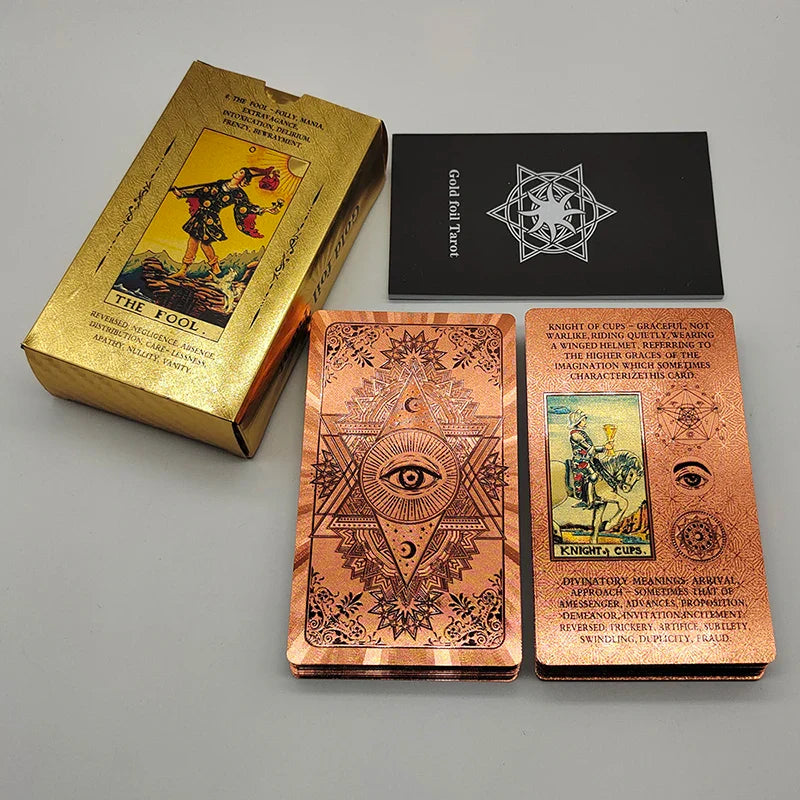 Cost Worthy Luxe Gold Foil Tarot Deck With Nice Plastic Package Board Game of Oracle Cards For Beginners | | Wiccan Center