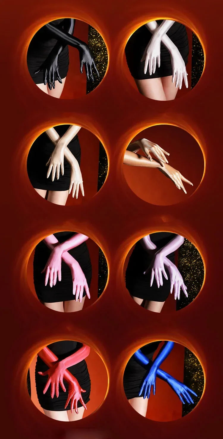80D Satin Shiny High-Elasticity Opera Length Gloves Stage Performance Gloves | Gloves | Wiccan Center