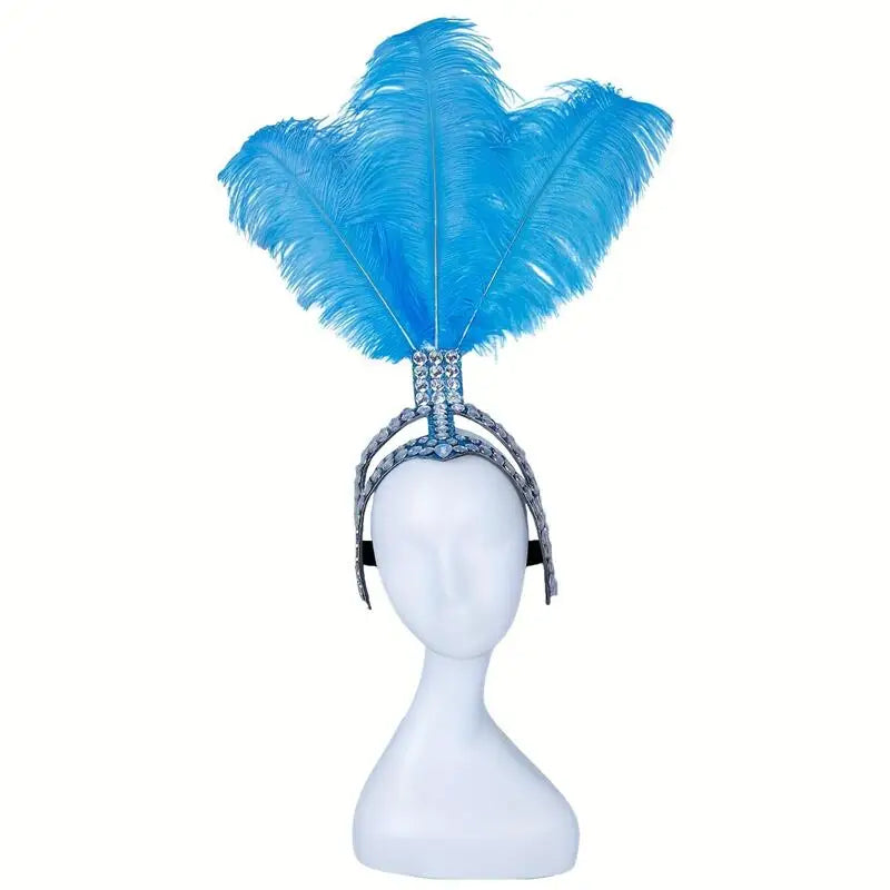 Ostrich Feathered Rhinestone Headpiece | Headdress | Wiccan Center