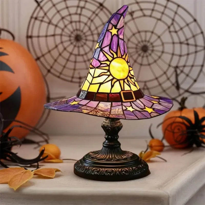 Premium Witch Hat Stained Glass Lamp – Magical Glow for Your Home | | Wiccan Center