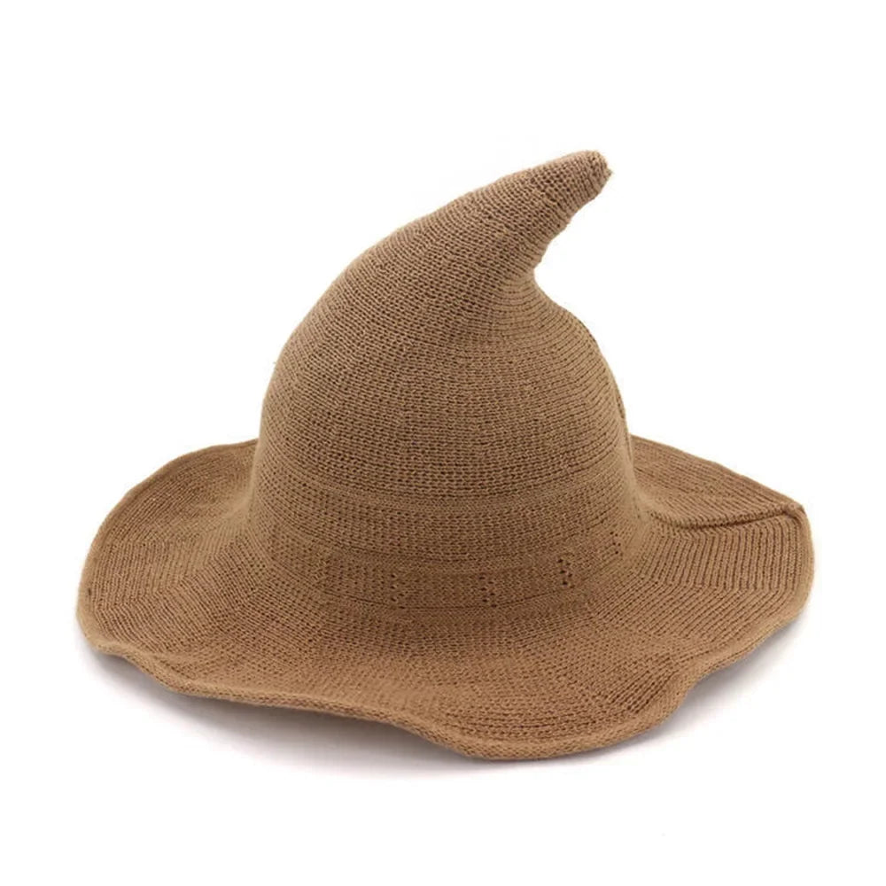 Halloween Witch Hat Long Point Knitted Cap with Wide Brim for Adults | | Wiccan Center