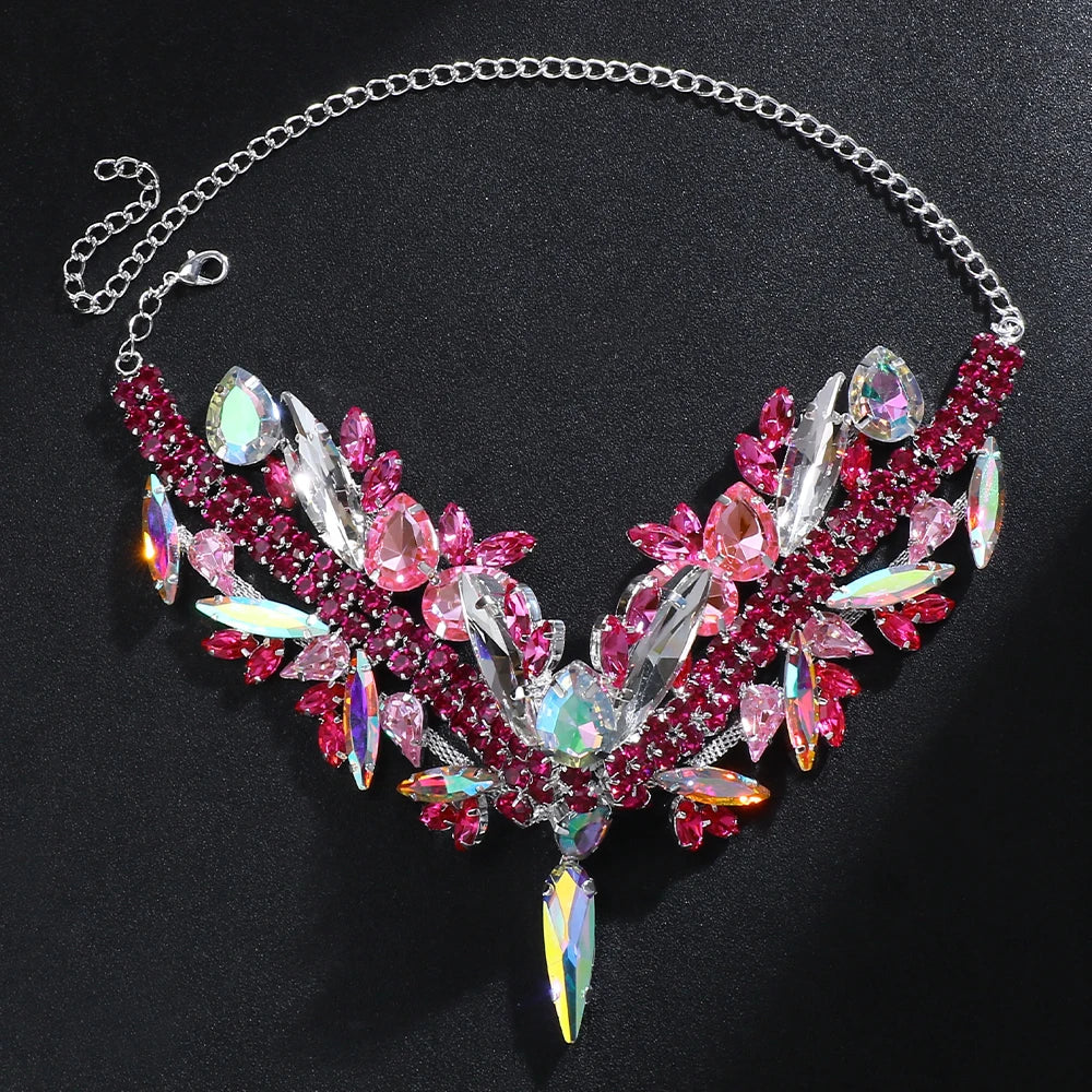 Multicolored Rhinestone Choker Crystal Drop | Necklaces | Wiccan Center