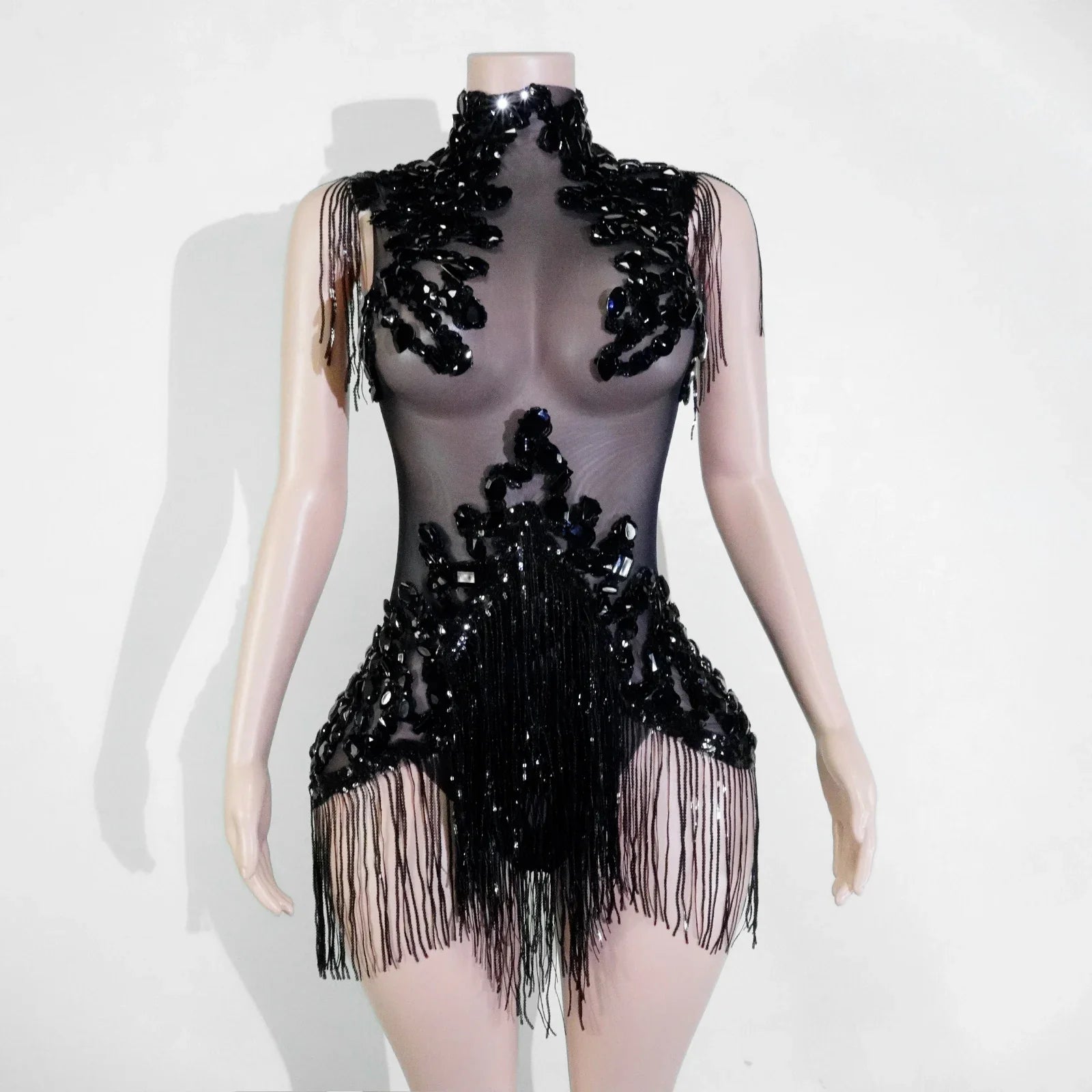 The Stardust Midnight Cabaret Bodysuit – Luxury Rhinestone & Mesh Showgirl Costume | Bodysuit | Wiccan Center