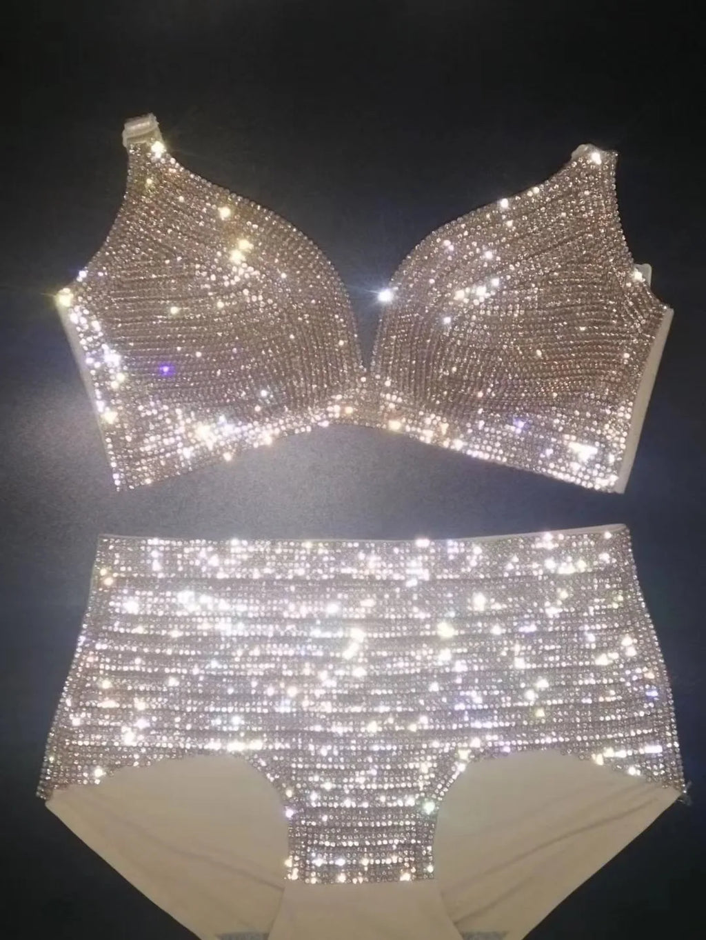 Dazzling Shimmer Crystal Bikini & High-Waist Dance Performance Costume Set | Costume Sets | Wiccan Center