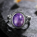 Sterling Silver Stone Oval Flower Ring | Ring | Wiccan Center