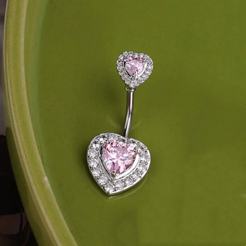 Sweet Dinosaur Navel Ring Zircon Heart Strawberry Belly Button Ring For Women Body Piercing Decor Vacation Leisure Beach Jewelry | | Wiccan Center