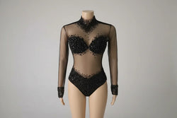 Rhinestone Encrusted Mesh Performance Bodysuit | Bodysuit | Wiccan Center