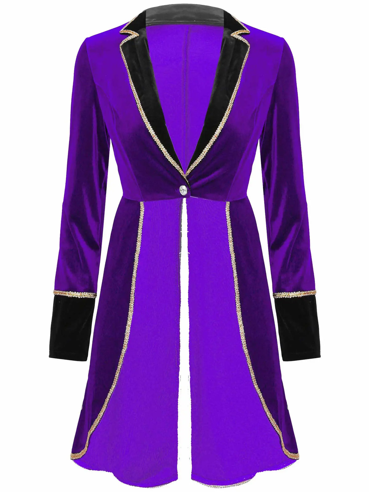 Velvet Circus Ringmaster Gold-Trimmed Swallow-Tail Blazer Coat | Jackets | Wiccan Center